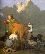 DUJARDIN, Karel Woman Milking a Red Cow ds